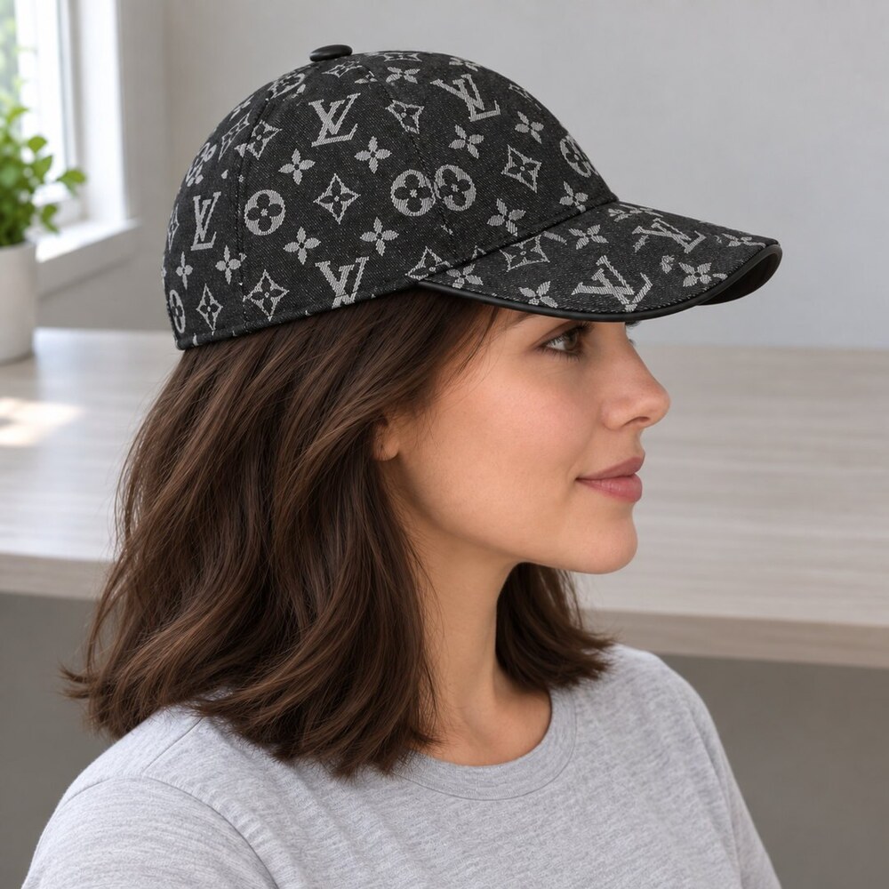 Louis Vuitton Black Gray Monogram Cap - Picture 3 of 6